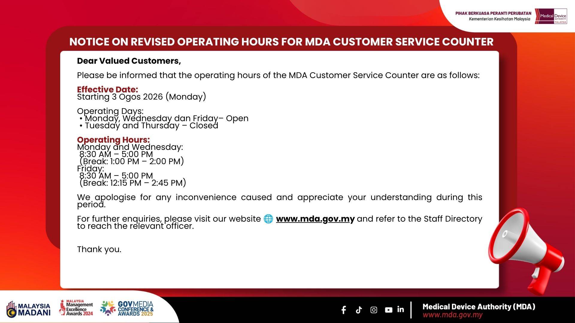 NOTICE OPERATING