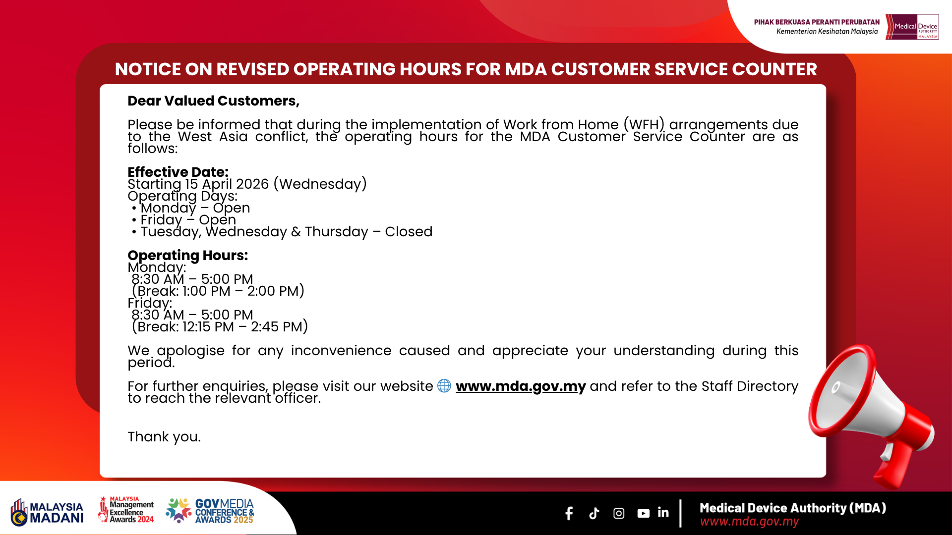 NOTICE OPERATING